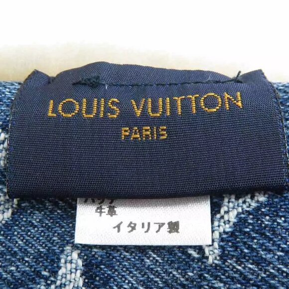 Auth LOUIS VUITTON x NIGO Monogram Denim Muffler Scarf Blue/Beige - Picture 7 of 8